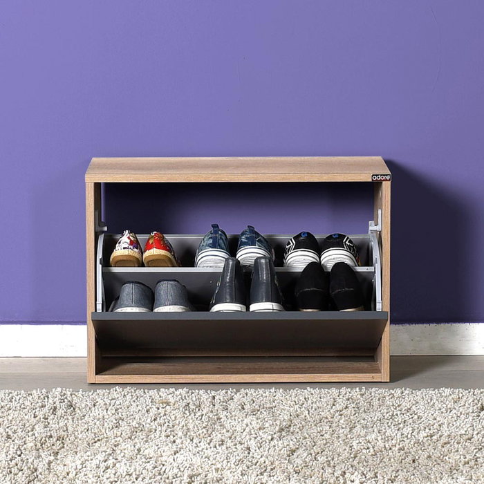 Hanah Home SHC-110-TA-1 Zapatero con diseño elegante en Nogal Claro y Antracita, 60x42x30 cm